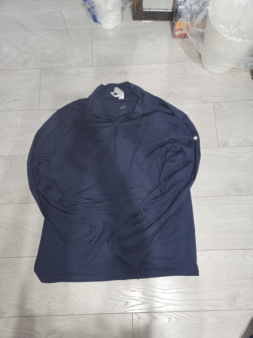 Alo Yoga Men's Quarter Zip Pullover Long Sleeve Navy Blue Size XL
